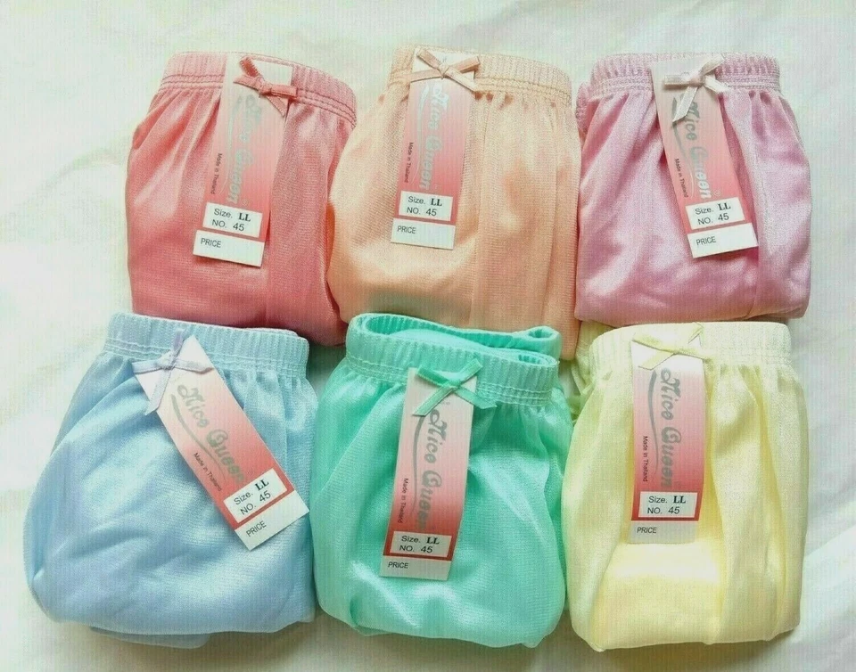 x6 Bragas De Colección Nylon Satinado Sedoso Cintura Alta Bikini Bragas Ropa Interior Talla LL Foto 4 de 4