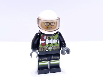 Lego Mini Figure City Firefighter Black Suit Silver Sunglasses from - Main Image