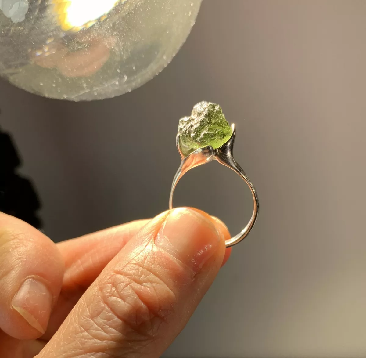 Moldavite ring rough US size 9 flower prong healing crystal eBay
