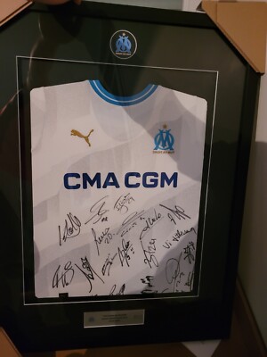 Maillot Olympique De Marseille 2023/2024 Dédicacé Par Toute L'Équipe - Adidas Taille L - 3ème Maillot