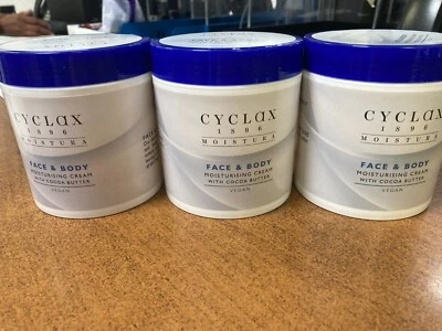 3 x New Cyclax Face & Body Moisturising Cream with Cocoa Butter 500ml