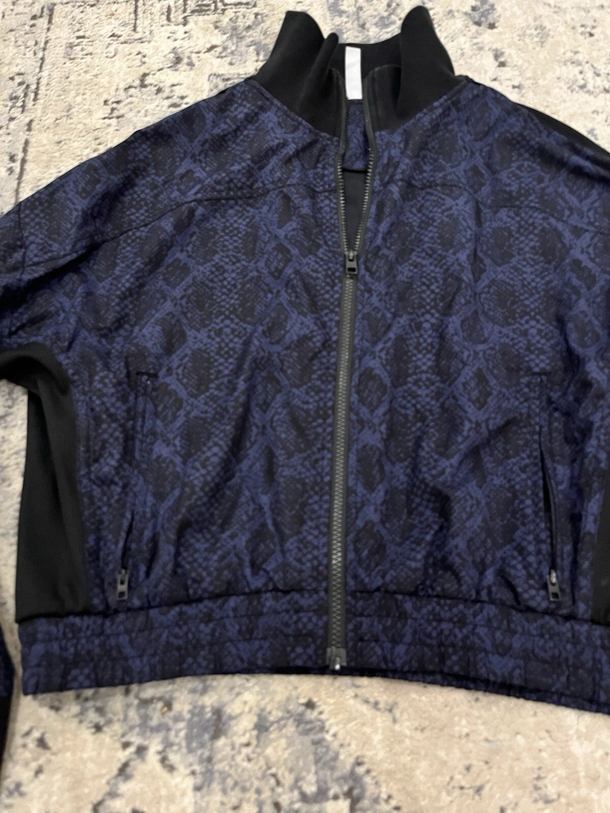 athleta brooklyn track bomber snake print full zip jacket