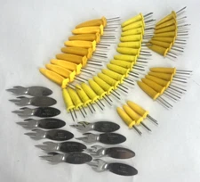 Lot of 52 Vintage Plastic & Metal Corn On The Cob Holders Stainless Steel & More