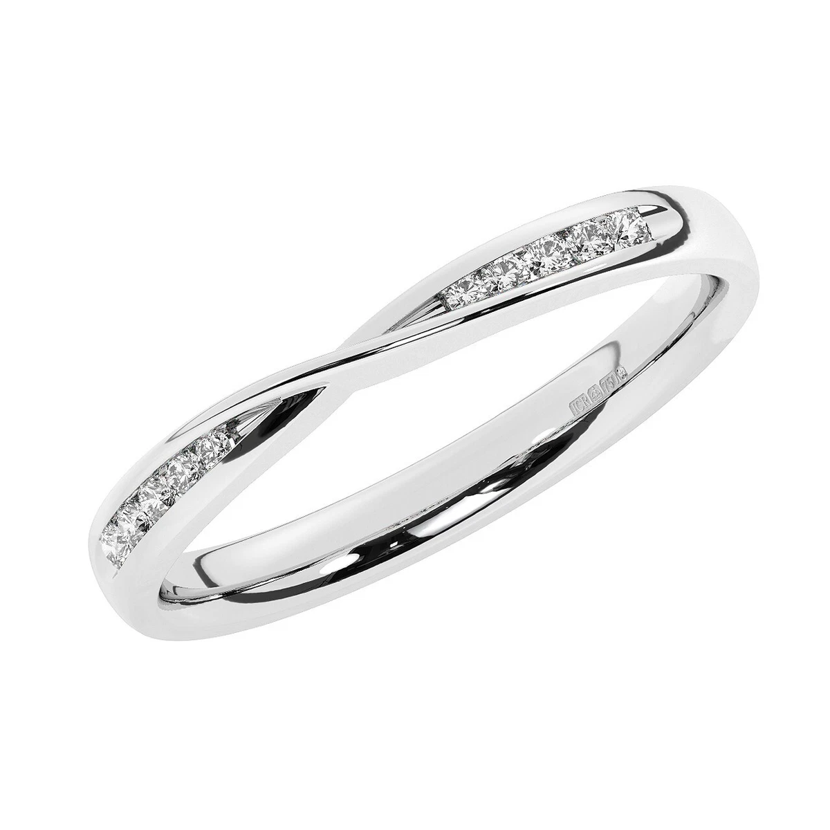 950 Platinum Channel set 100 Natural Round Cut Diamonds Half