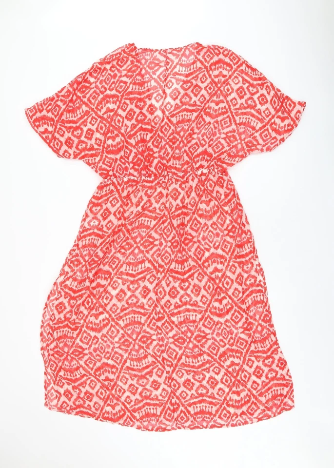 Hello Summer Womens Red Geometric Polyester Cover Up Size 10 - Изображение 2 из 4