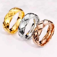 Simple Atmospheric Smooth Cutting Curved Pattern Stainless Steel Wave Edge Rings