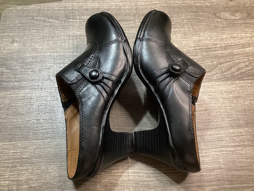 Earth Spirit Classics 8 Emily Black Leather Mule Clog Slip On Heels Sz 6 - Picture 8 of 9
