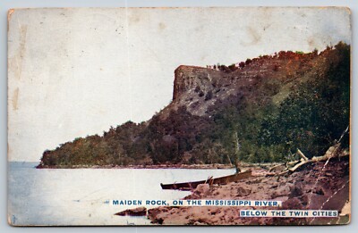 Maiden Rock On The Mississippi River Wisconsin WI Vintage Postcard