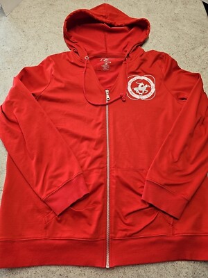 Beverly Hills Polo Club Women's Solid Red Long Sleeve Full Zip Hoodie Size 3x