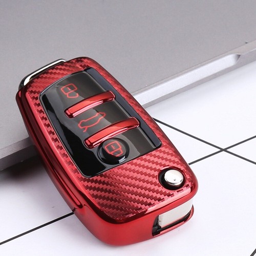 Carbon Fiber Soft Key Fob Case Shell Cover Keychain Rope For Audi A3 Q3 Q7 A1 - Bild 13 von 15
