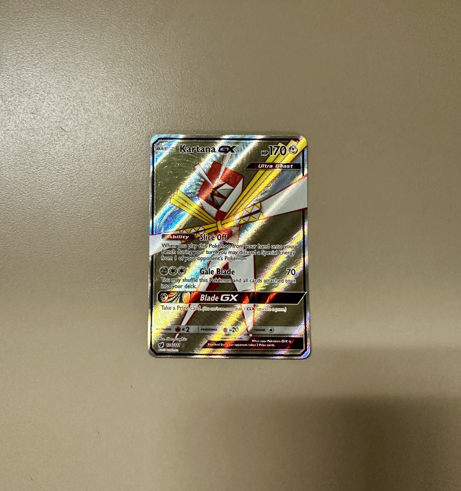 Pokémon TCG Kartana GX Crimson Invasion 106/111 Holo Full Art Rare NM/M