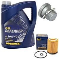 MotoröL Set 10W-40 5 Liter + ÖLfilter SH 4093 P + Schraube FüR Mercedes C-Klasse