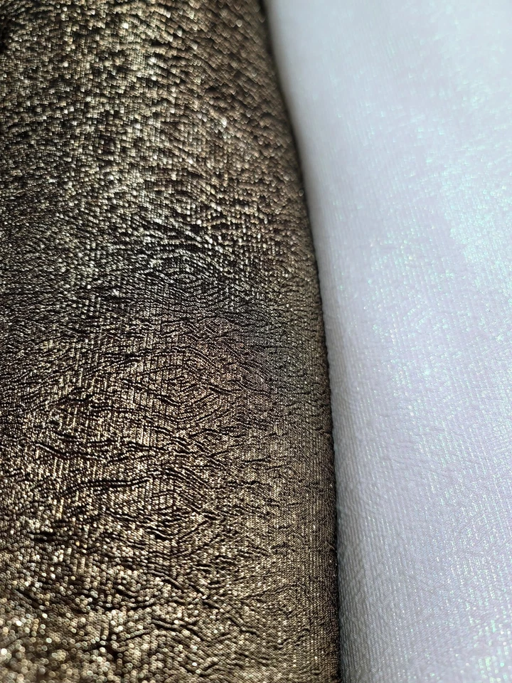 Gold Metallic Puffed Jacquard Brocade Fabric~No Stretch~60" W~By The Yard Dress - Image 3 of 4