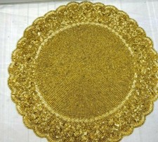 Gold Christmas Beaded Placemat