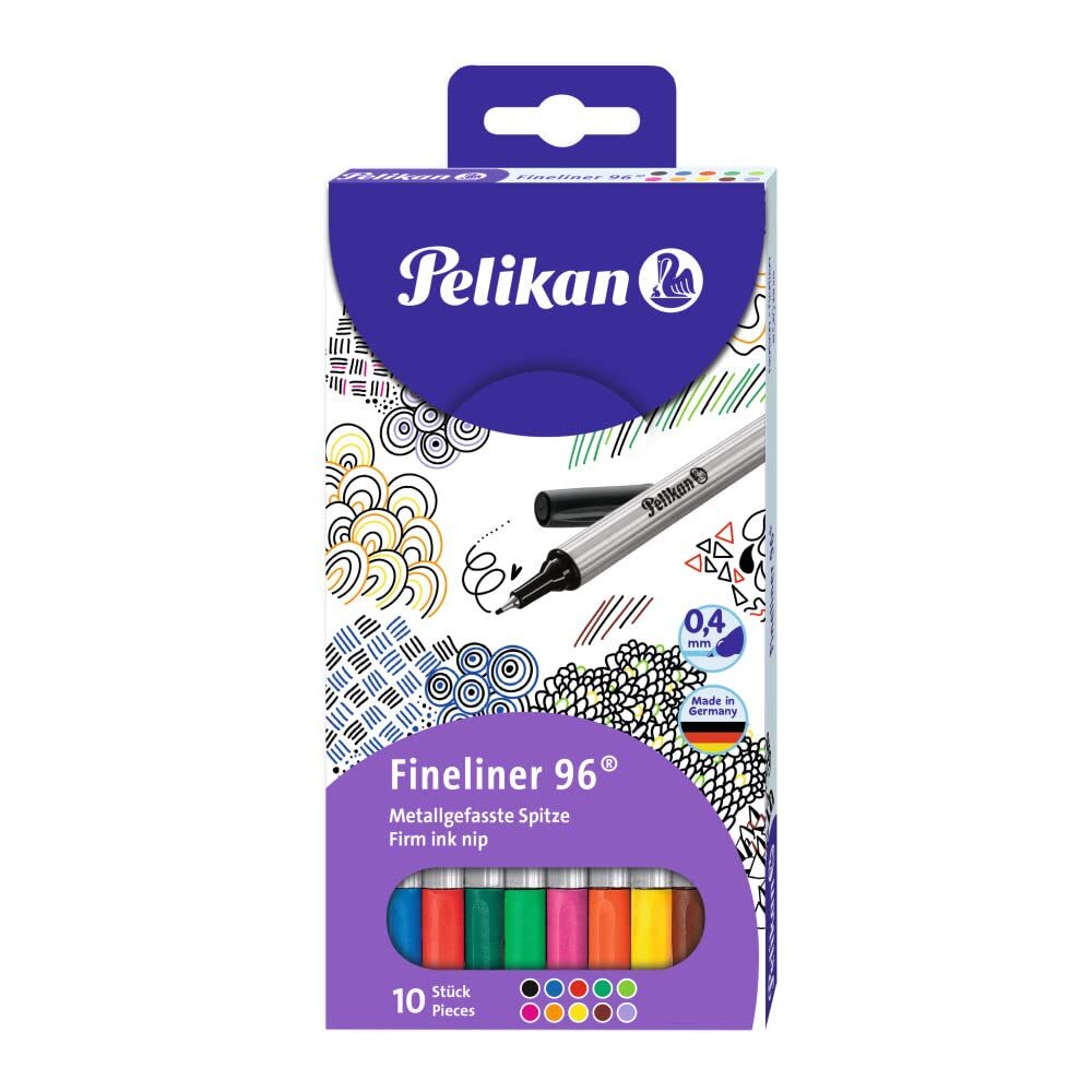 Pelikan 96 Fine Liner - Assorted (Wallet of 10) assorted colours 10 count (Pack