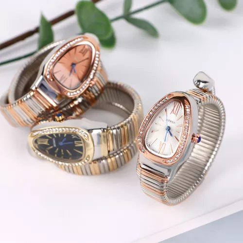 Women Luxury Snake Bracelet Watch Serpentine Retro Steel Quartz Watches Classy - Picture 3 of 24