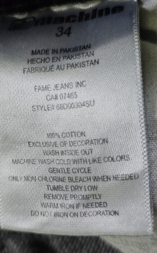 Pantalones de mezclilla Machine Men 34 bordados bolsillo trasero cruzado grunge rock - Imagen 8 de 18