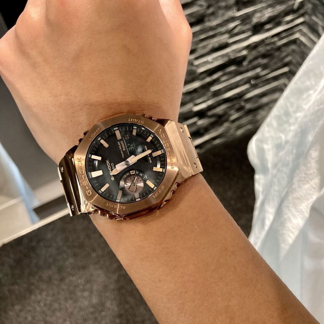 G-Shock GM-B2100GD-5A Rose Gold Metal Watch with Extra Links From
