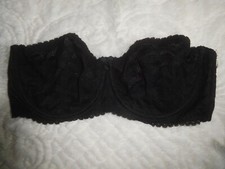 DOBREVA Women's Black Strapless Underwire Lace Unlined Bra 36DD