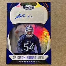 2018 Certified Gridiron Signatures Mirror Blue 27/50 Rashaan Evans Auto