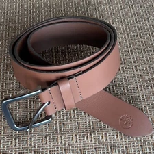 Timberland Classic Jean Belt Mens 44 Brown Genuine Leather Masculine Timeless