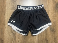 Under Armour Shorts, Youth Girls Size Small, Black White, Athletic Wear, Pull On