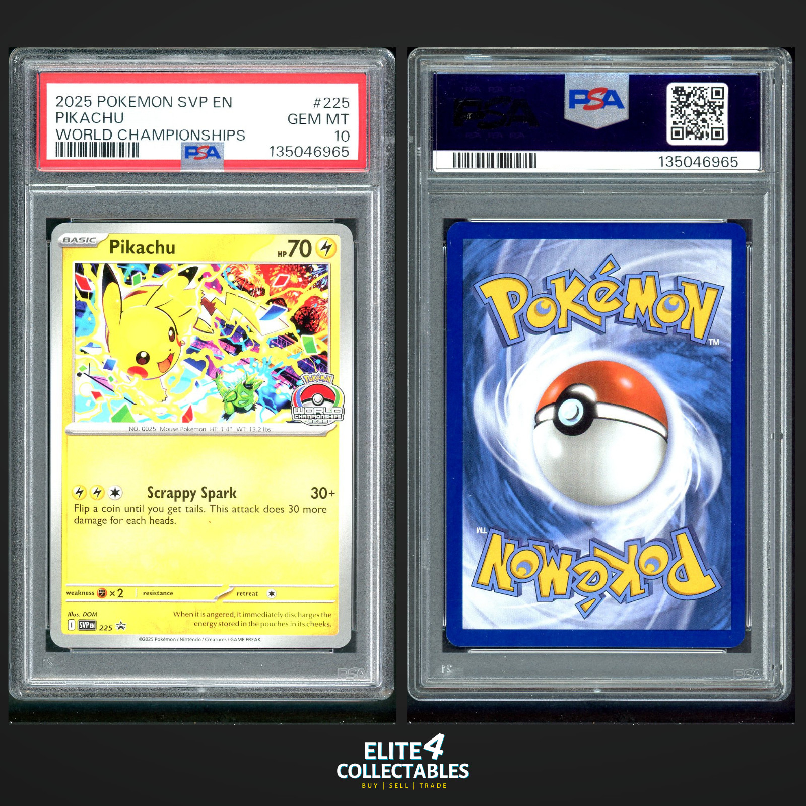 Pikachu [World Championships] 225  - PSA 10 (SV Promo)