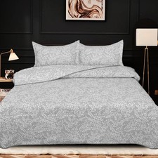 Reversible Quilted Bedspread Bed Throw Embroidered Bedding Set All UK Sizes