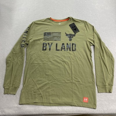 Under Armour T Shirt Mens L Green Project Rock Vet Day By Land Long Sleeve