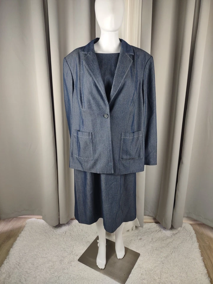 Terno, vestido e jaqueta Style & Co Collection 2 peças azul. Jaqueta tamanho 20W. Vestido 22W - Imagem 2 de 4