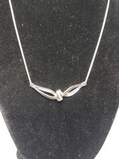 Sterling Silver Diamond Necklace Baguette Infinity Love Knot Heng Ngai 17"