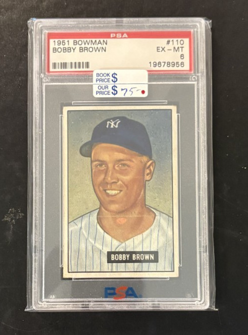 1951 BOWMAN BASEBALL CARD BOBBY BROWN #110 GRADED PSA *6* EX-MT CENTERED