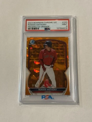 2023 BOWMAN CHROME ORANGE SAPPHIRE REFRACTOR ROMAN ANTHONY RC /75 PSA 9 MINT