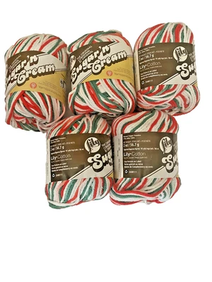 New 5 Lily Sugar 'N Cream 2 oz ea Cotton Yarn Mistletoe - Image 1 of 3