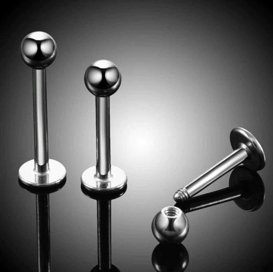 Piercing Labbro in Acciaio Chirurgico STERILE Trago con sfera  ∅ 3mm orecchini - Immagine 2 di 2