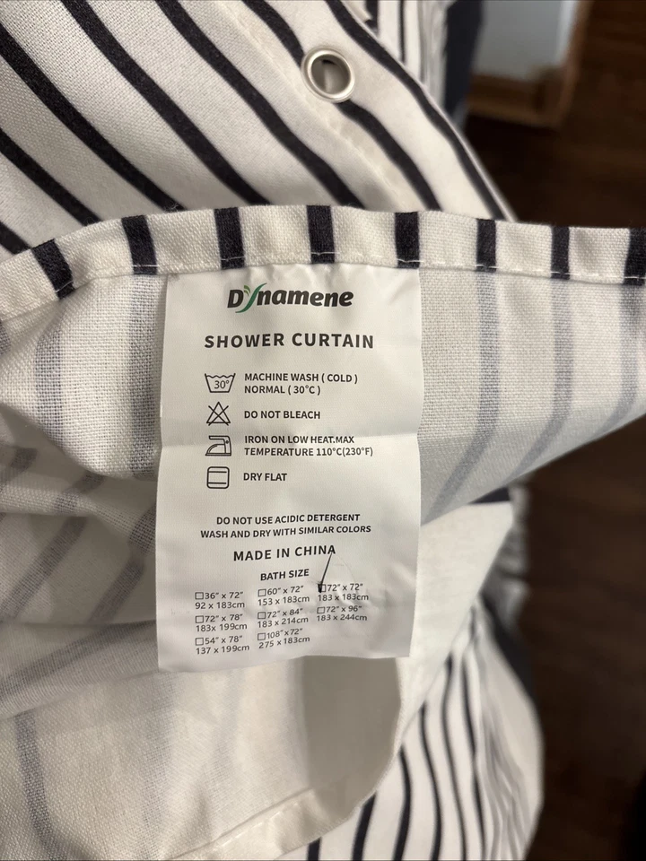 Dynamene Black & White Stripe Shower Curtain Tassels 72X72 Cloth - Image 4 of 4