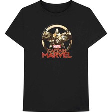 Marvel Comics Unisex T-Shirt Captain Marvel Star Logo Black (S)