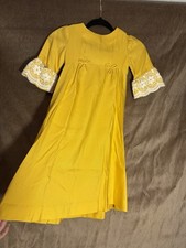 Vintage Handmade Little Girls Dress Yellow With Bow Details