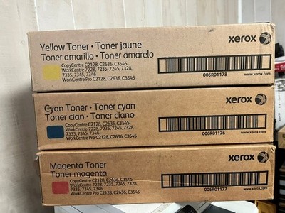 XEROX 006R01176 006R01177 006R01178 YELLOW CYAN MAGENTA LASER PRINTER LOT OF 3
