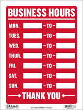 Business Hours Sign 12"X16", Open Closed Signs Signage for Business Store Office