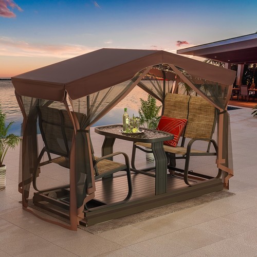 Erommy 4-Seat Patio Swing Chair Outdoor Glider Benches,