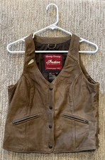 Vintage Leather Vest Indian Motorcycles Adult S Brown Embroidered LAPEL PIN