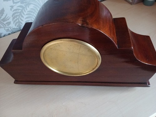 Edwardian Solid Wood Mantel Clock with Inlaid Wood front. Good Working Order. - Picture 7 of 16