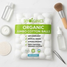 15 x Sky Organics Jumbo Cotton Balls 60 Count | Organic,Hypoallergenic