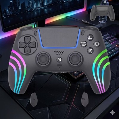 Wireless Controller für PS5 PS5 Slim Pro PC RGB Gyro Turbo Schwarz