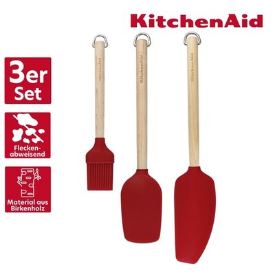 KitchenAid KQR751OHE Teigschaber Rot Komfortabler Griff Holzoptik