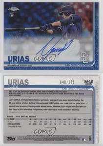 2019 Topps Chrome Rookie Auto Blue Refractor /150 Luis Urias #RA-LU Auto RC