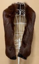 Vintage Genuine Mink Fur Stole Wrap Mahogany Brown 62 Unlined Tail Detail