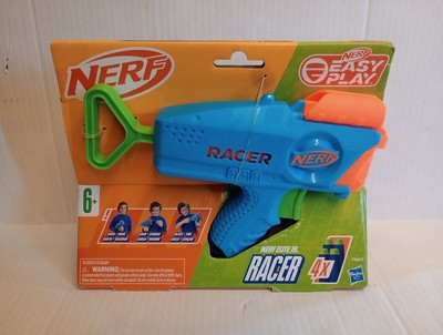 ~Nerf Elite Junior Racer Easy Play Dart Blaster with 4 Nerf Elite Darts~
