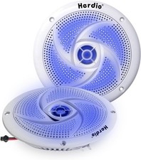Herdio 5.25" Marine Speakers Pair 160W Total White LED Lights Low Profile Slim